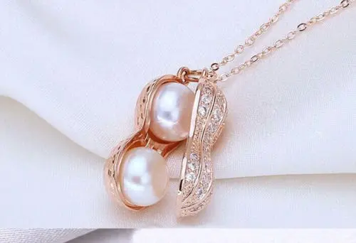 Fashionable WOMEN'Smetal Stunning 8-9mm Freshwater pearl Pendants Necklaces