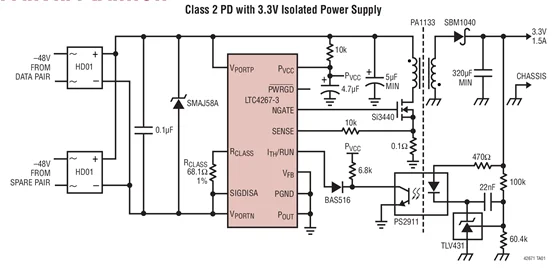 LTC4267IGN-3 LTC4267 - Power over Ethernet IEEE 802.3af PD Interface with Integrated 300kHz Switching Regulator