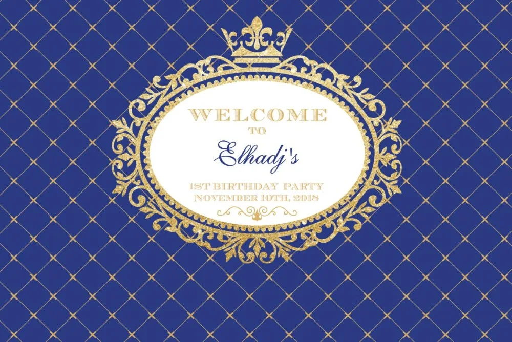 

custom Royal Blue Prince Boy Gold Crown photo backdrop High quality Computer print party background