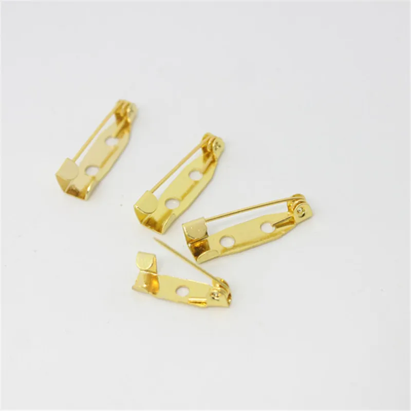 

100pcs15mm20mm Gold color Safety Lock Back Bar Pin DIY Brooch Base Dual Brooch Back Base with Safety Pin Use for Hair Jewelry