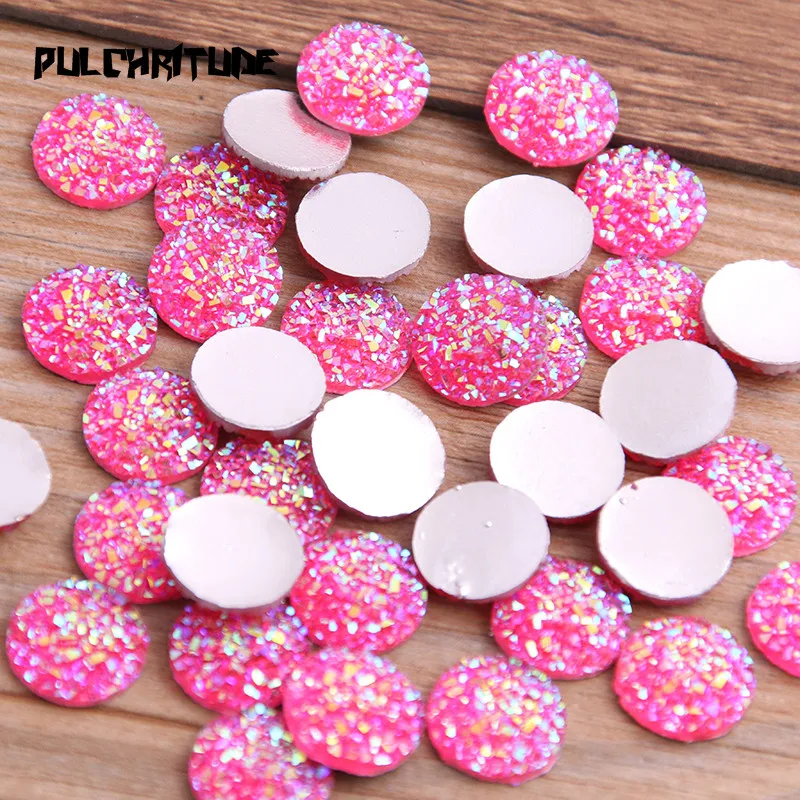 New Fashion 40pcs 12mm Mix Colors Natural Ore Style Flat Back Resin Cabochons For Bracelet Earrings Accessories