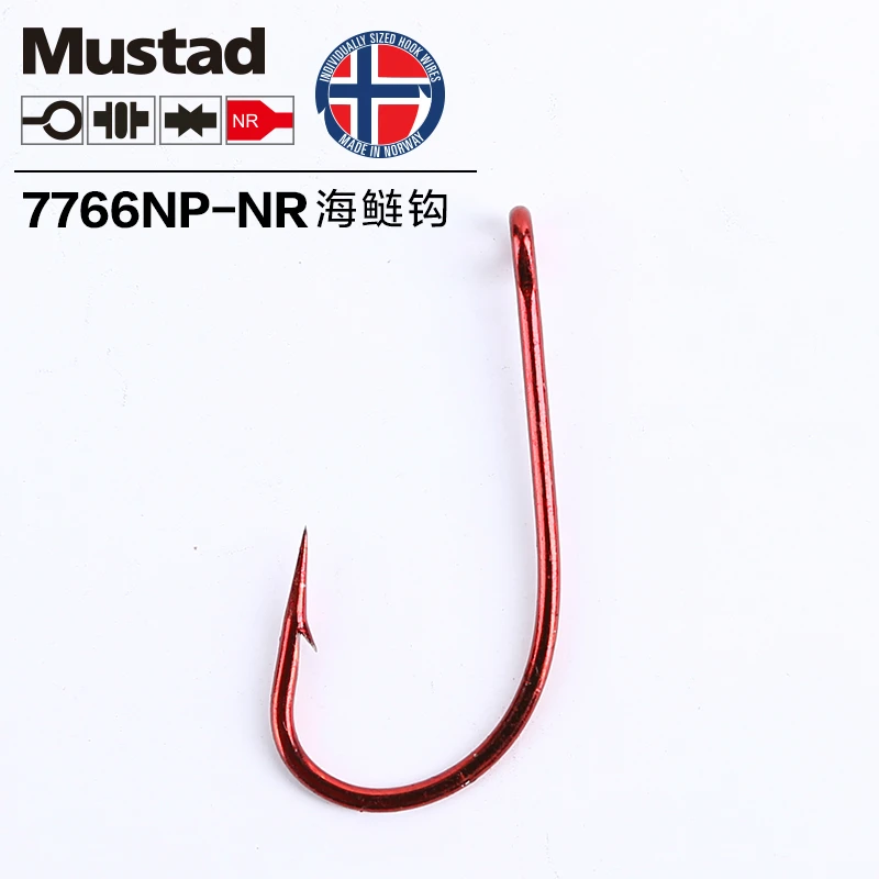 10packs Original Mustad Ocean Beach Fishing Hooks 7766 Red Tarpon Hook Blood Barbed Hooks High Carbon Steel Hooks Fish Tackle