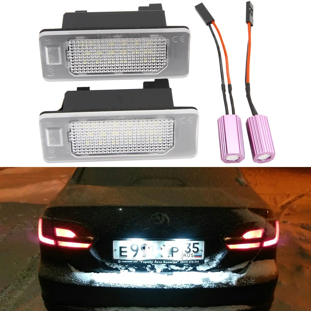 

2X LED License Number Plate Light for VW Polo MK5 6R RC 61 2010-Tiguan Touran Sharan Touareg Golf Plus Passat B6 B7 Jetta MK6