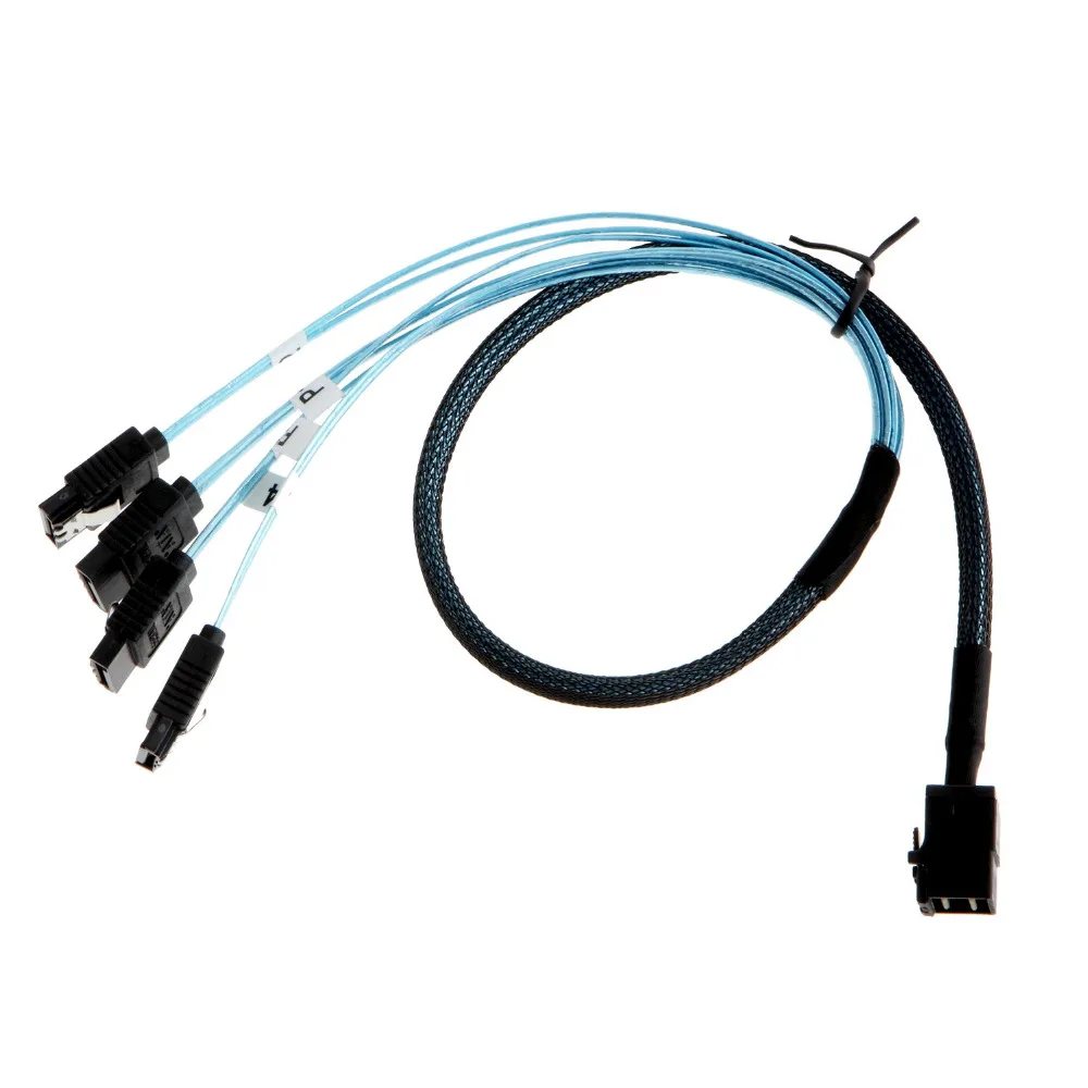 كابل داخلي عالي الدقة Mini SAS كابل SAS SFF-8643 إلى 4 كابل SATA SAS إلى 4 كابل SATA توصيل كابل القرص الصلب 1.6/3.3ft