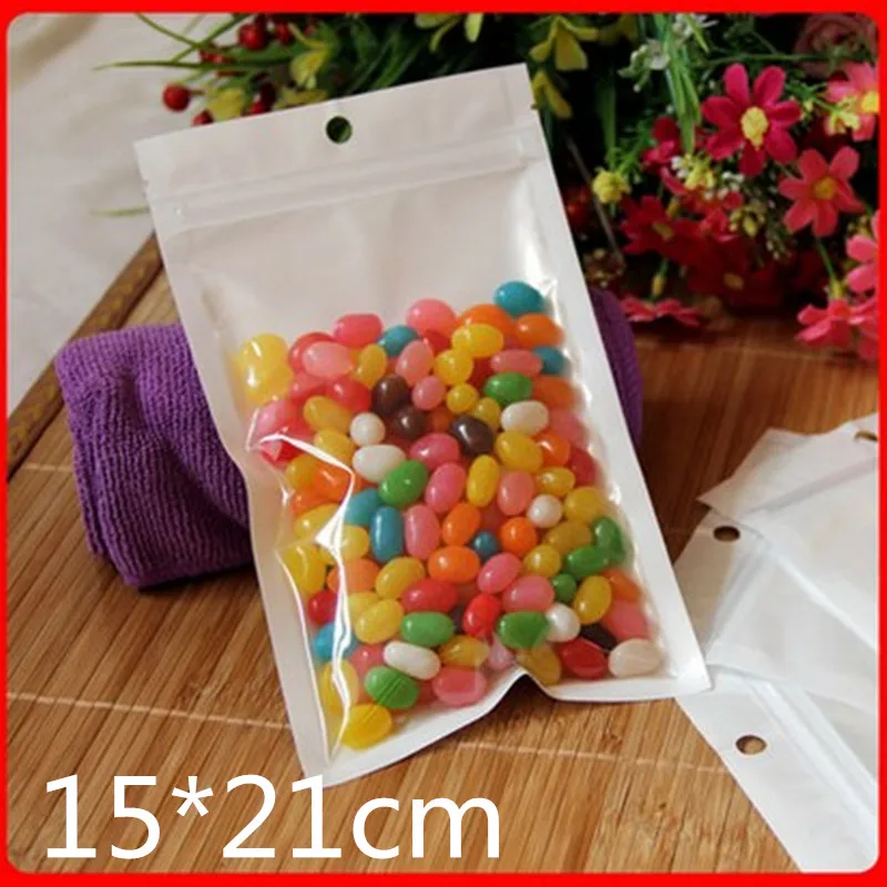 

100pcs 15*21cm White Zip Lock Packaging Bag Reclosable Plastic Poly Clear Zipper Package Bags Resealable Hang Hole Pocket New