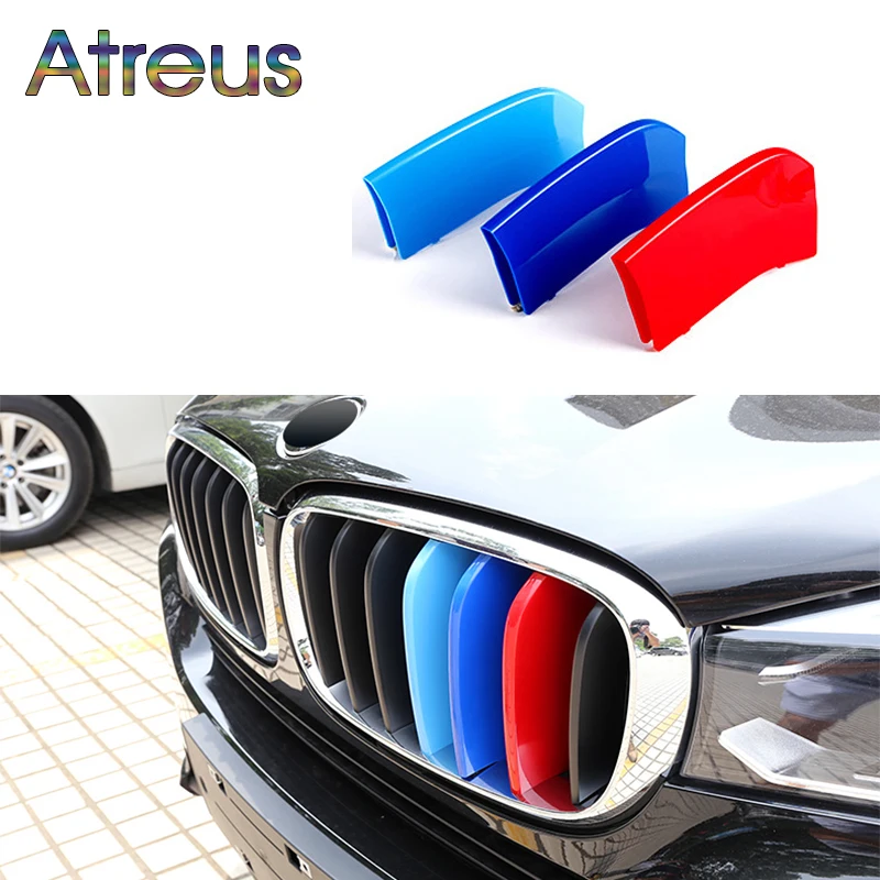 Atreus 3pcs Car Front Grille Trim Sport Strips Cover Stickers For BMW 1 Series F20 F21 F52 Z4 F01 G11 G12 M Power Accessories