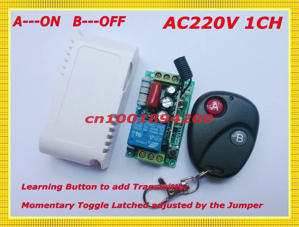 

AC220V 1CH Remote Control Switch Light LED Lamp SMD Remote A ON B OFF Controller 315/433MHZ Transmitter Receiver Factory sell