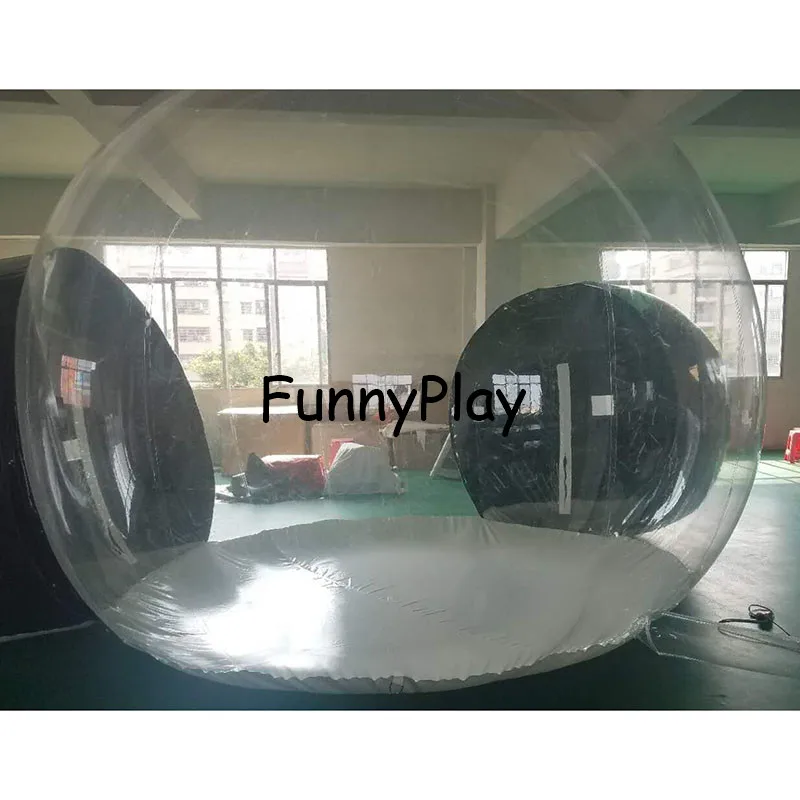 

customized 4m big size,3m small size,corridor 3m long corridor half clear inflatable bubble camping tent with one room