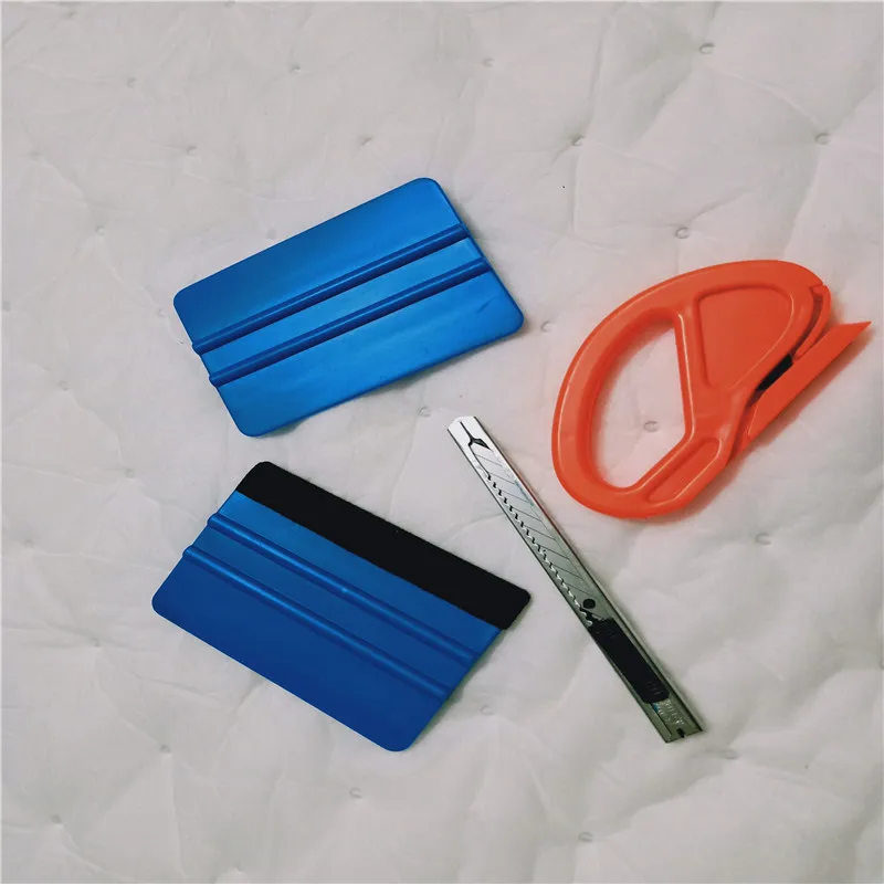 Car Carbon Fiber Wrapping Film Squeegee Scraper Glass Tools Brush Tinting Sticker Cutter Knife Auto Styling Accessories 4pcs/Set