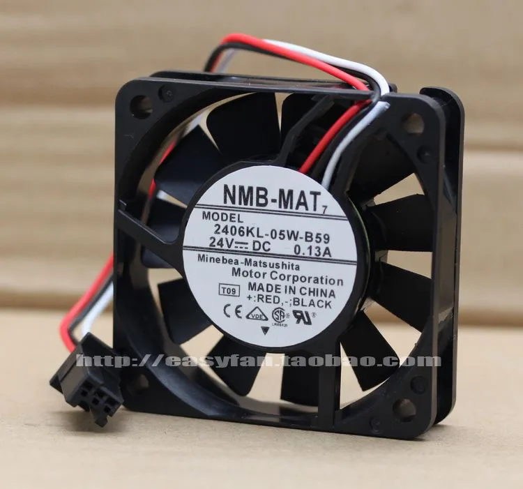 

NMB-MAT 2406KL-05W-B59 T09 DC 24V 0.13A 3-wire 60x60x15mm Server Cooling Fan