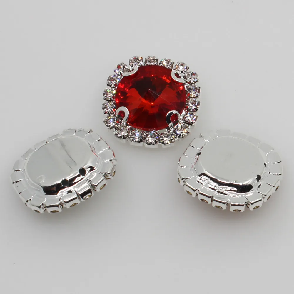 New 10 Pcs 4Holes 19mm Silver Round Metal Rhinestone Button DIY For Wedding Crafts Decoration Sewing Clothing Scrapbooking,