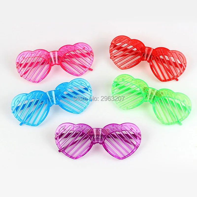 480pcs Flashing Party Heart Glasses Light Up Flash LED Glasses Decorative Party Decoration Club Disco Supplies