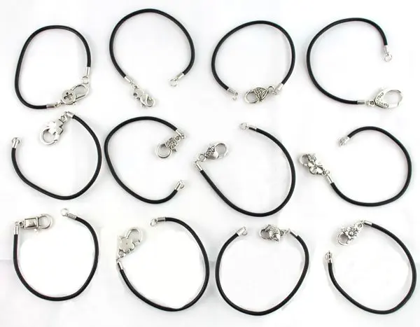 

FREE SHIPPING 36PCS Mixed Clasp Black Leather charm Bracelets #20438