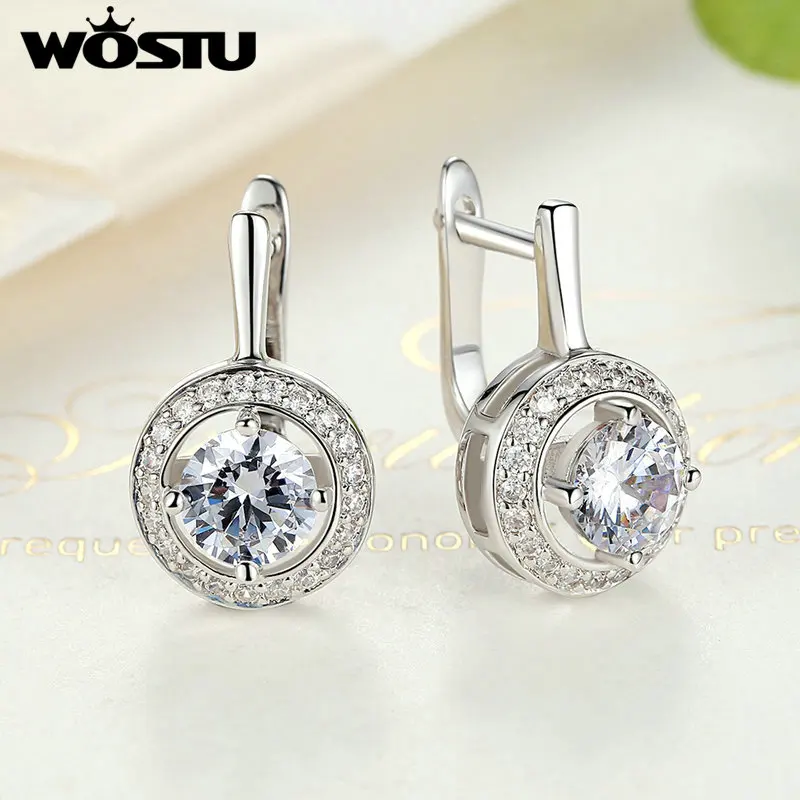 2019 High Quality AAA CZ Crystal White Gold Color Stud Earring for Wedding Romantic Luxury Jewelry XCNE106