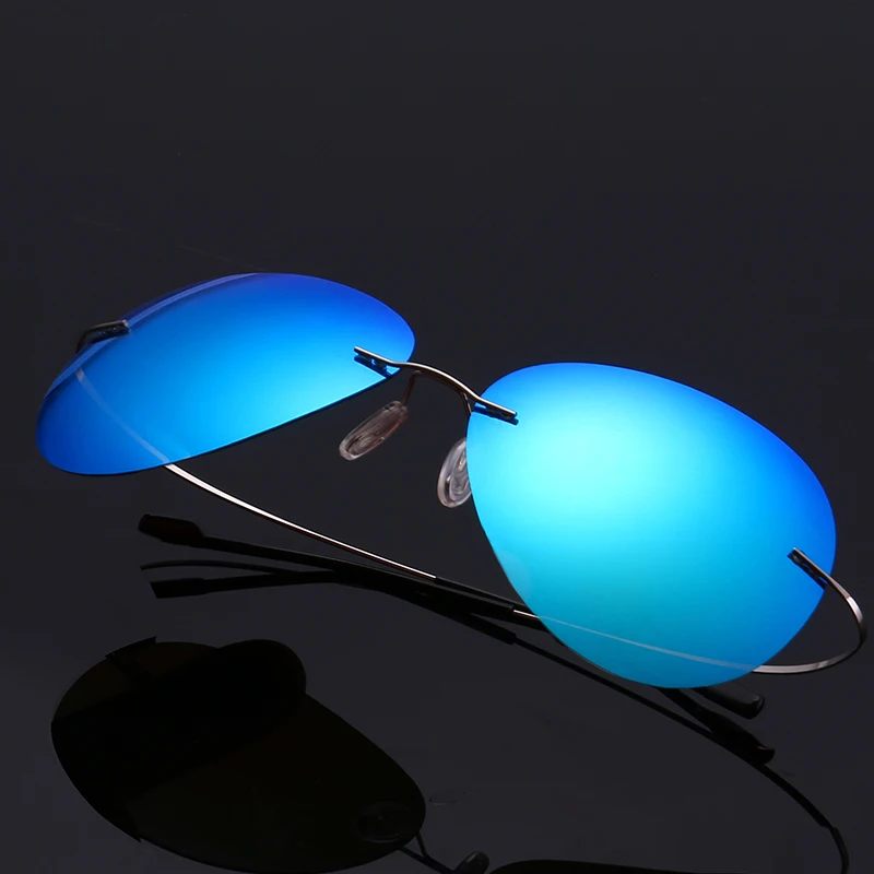 2025 NEW Cool 100% Pure Titanium Rimless Sunglasses Polarized Glasses Grey Super Thin Lenses Sun-shade UV400 Protection Oculos