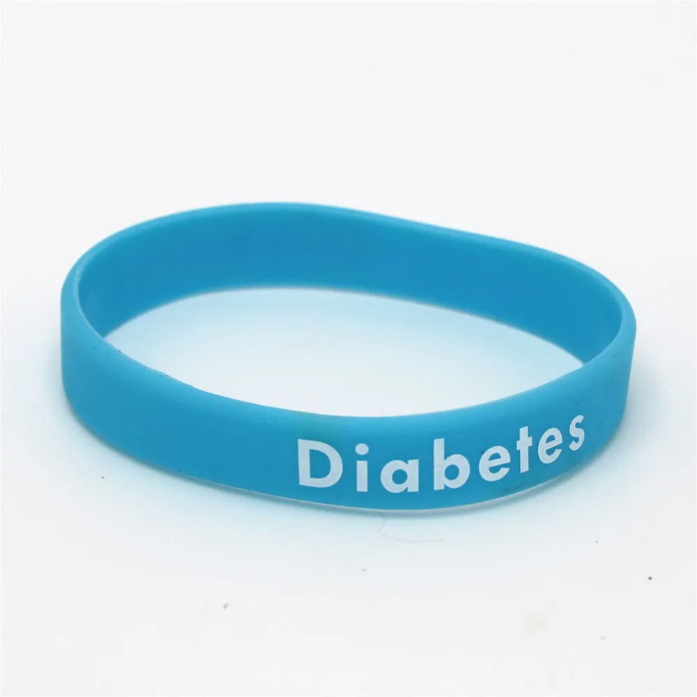 1PC Diabetes Silicone Wristband Sports Medical Alert Armband Nurse Rubber Bracelets&Bangles Youth and Adult Size Gifts SH151