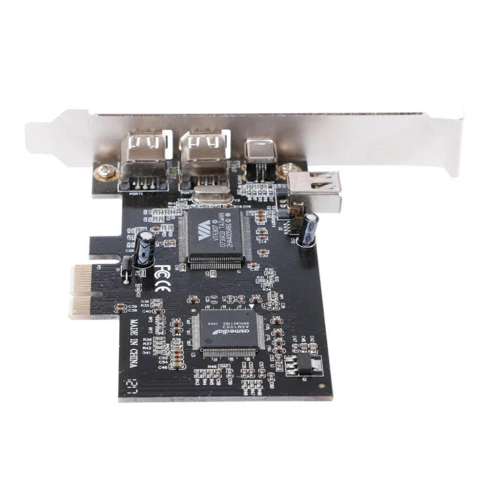 1 Set PCI-e 1X IEEE 1394A 4 Port(3+1) Firewire Card Adapter With 6 Pin To 4 Pin IEEE 1394 Cable For Desktop PC High Quality