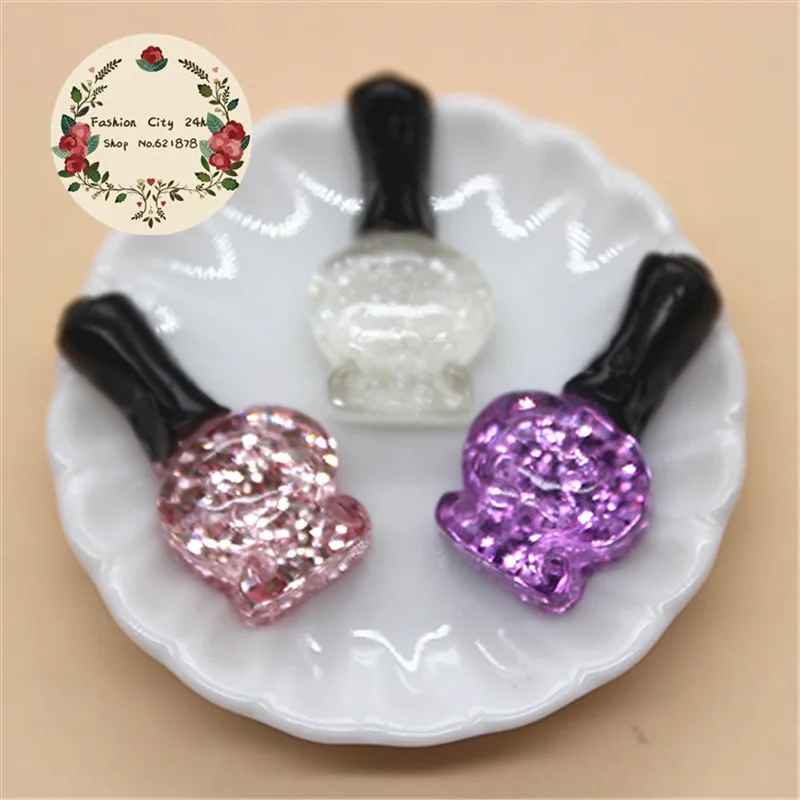 20pcs 11*23mm Resin Glitter Nail Polish Bottle Flatback Cabochon Miniature Art DIY Craft Scrapbooking