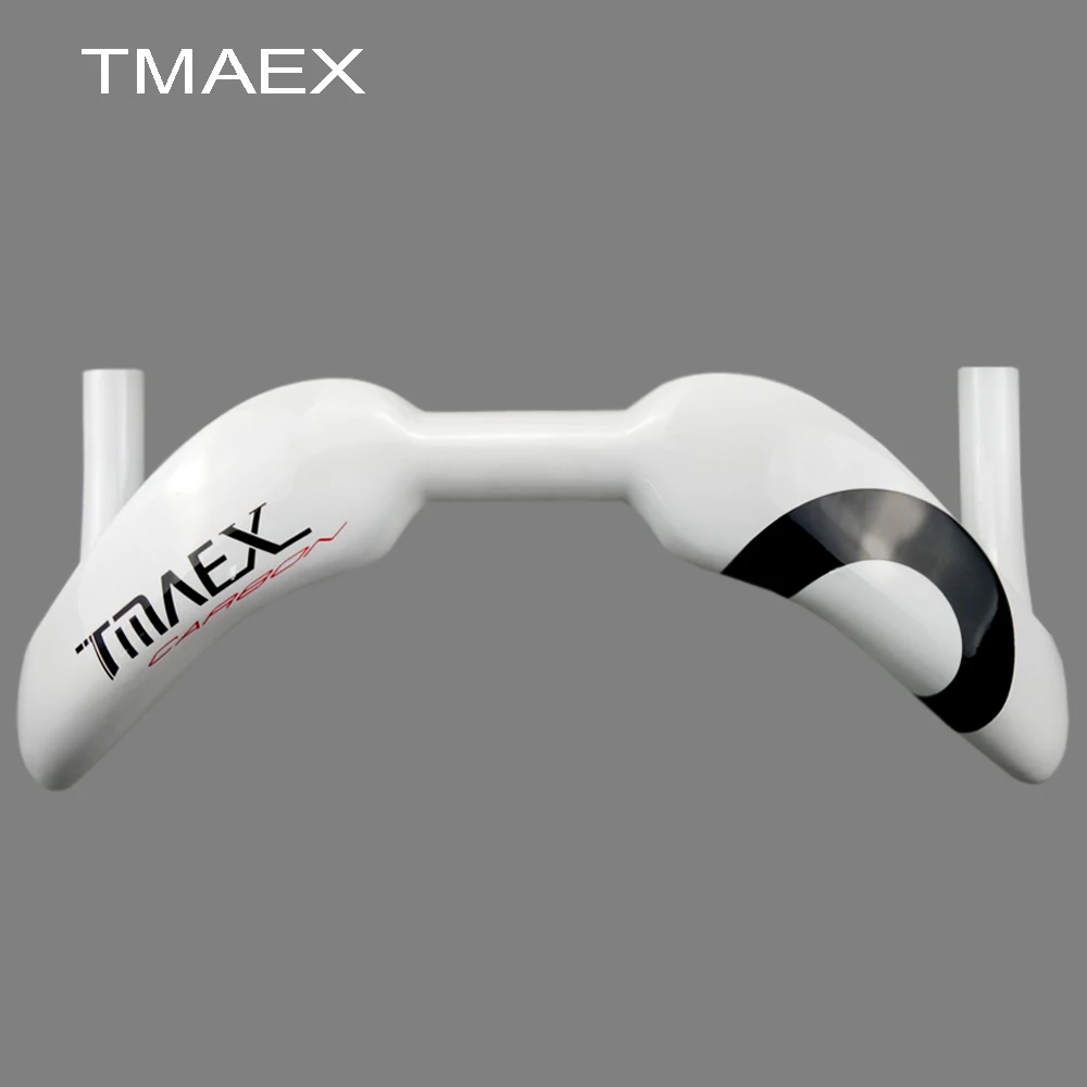 TMAEX-Carbon Handlebar for Cycling, Track Sprinter Bar, Ultra Light Bars,White, Glossy,Competition, Racing, 31.8mm, 370mm, 385mm