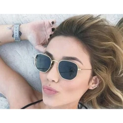 Retro Hexagon Square Sunglasses Women Slim Metal Frame Glasses Vintage Eyewear Men Party Shades UV400 Mirror Luxury Sun Glasses