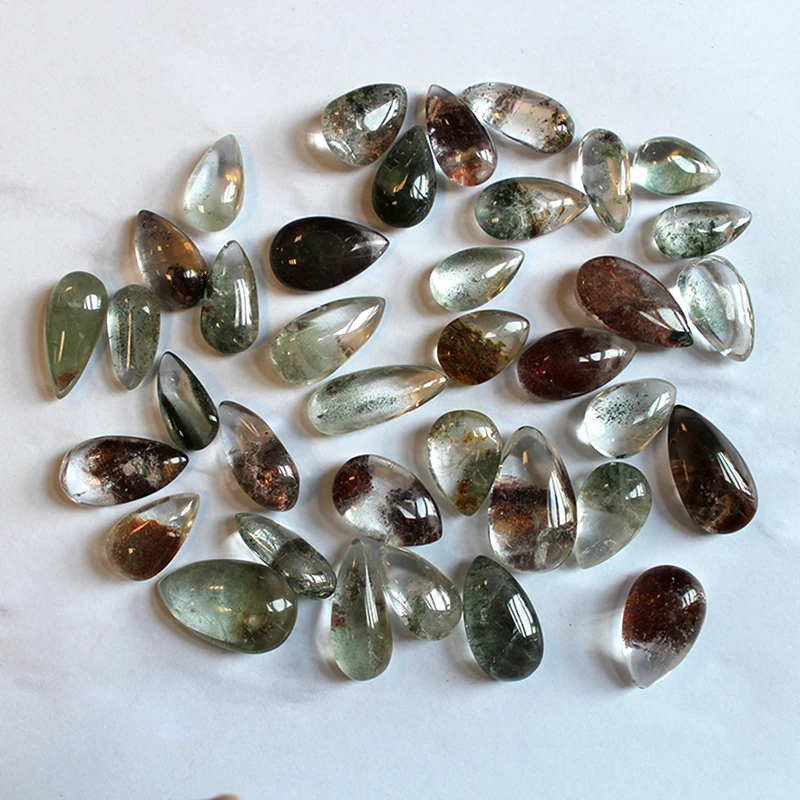 1 Piece 20*15MM Crystal Quartz Gemstone Specimen Healing Stone Ghost Phantom Stone Natural Green Ghost Phantom Stone