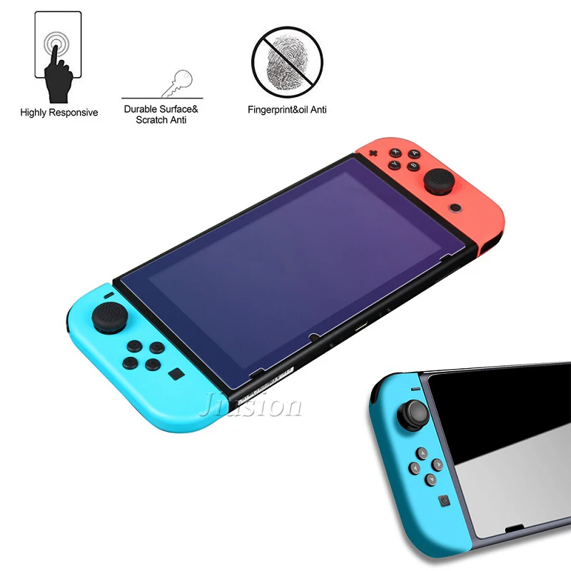 Protector de pantalla de vidrio templado 9H para Nintendo Switch, película protectora, cubierta de piel para Nintendo Switch, accesorios NS, 2 paquetes