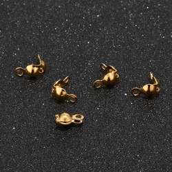 200pcs 304 Stainless Steel Gold Bead Tips Knot Covers for Jewelry Making DIY Findings Crafts  2.5mm/3mm Ball