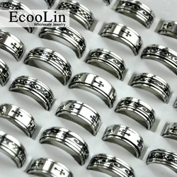 10Pcs Vintage Cross Style Steel Rings For Men and Women Punk Gothic Jewelry LR4011