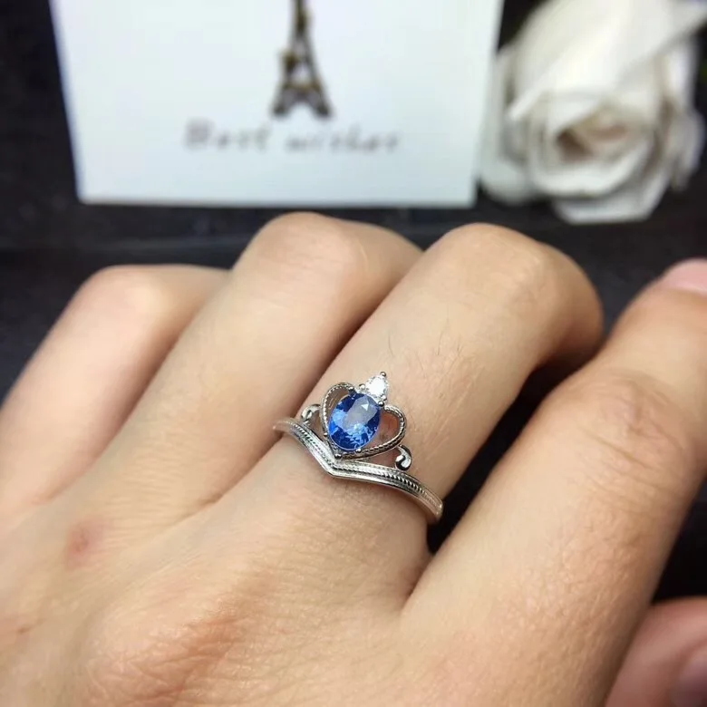 Engagement Ring ,Weding Ring Natural real blue sapphire ring  925 sterling silver Fine handworked jewelry Finger rings