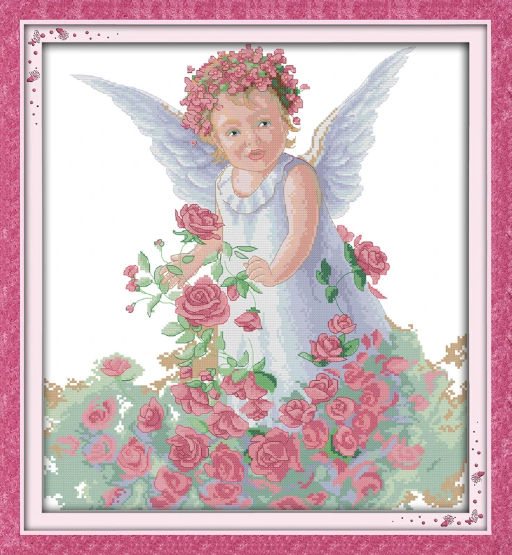 

Rose angel cross stitch kit people 14ct 11ct count print canvas stitches embroidery DIY handmade needlework
