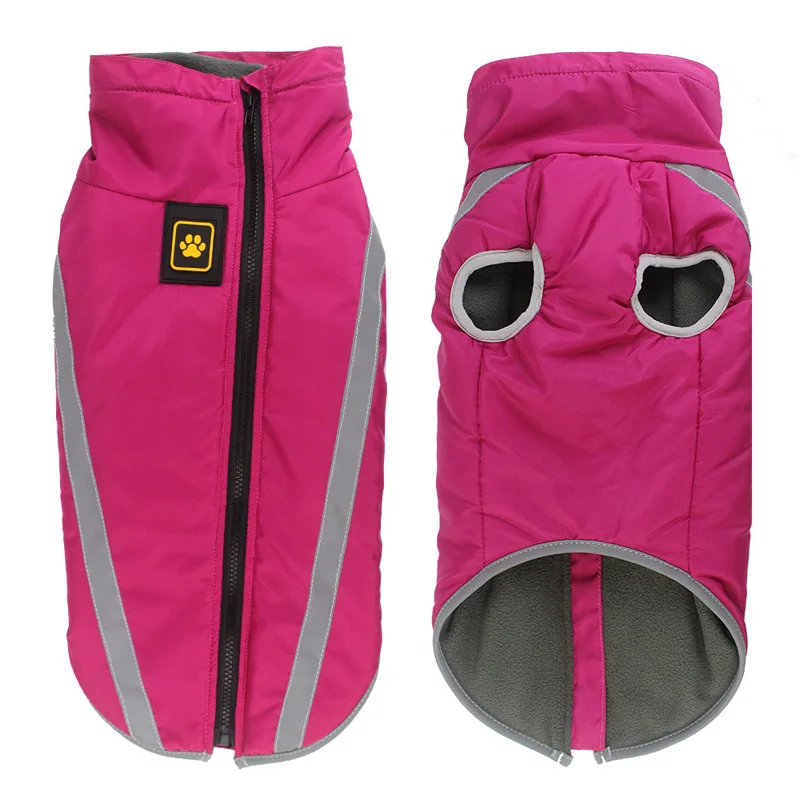Winterwarmer Mantel für große Hunde, Fleece-Futter, wasserdichte Haustierjacke für große und mittelgroße Hunde, reflektierende Weste, Bulldogge, Labrador-Kostüme – Detail 7