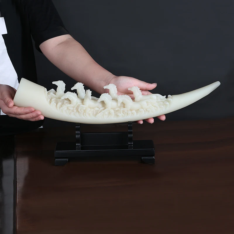 

Ivory ornaments Chinese lucky office living room shelf cabinet Decor style Home Furnishing