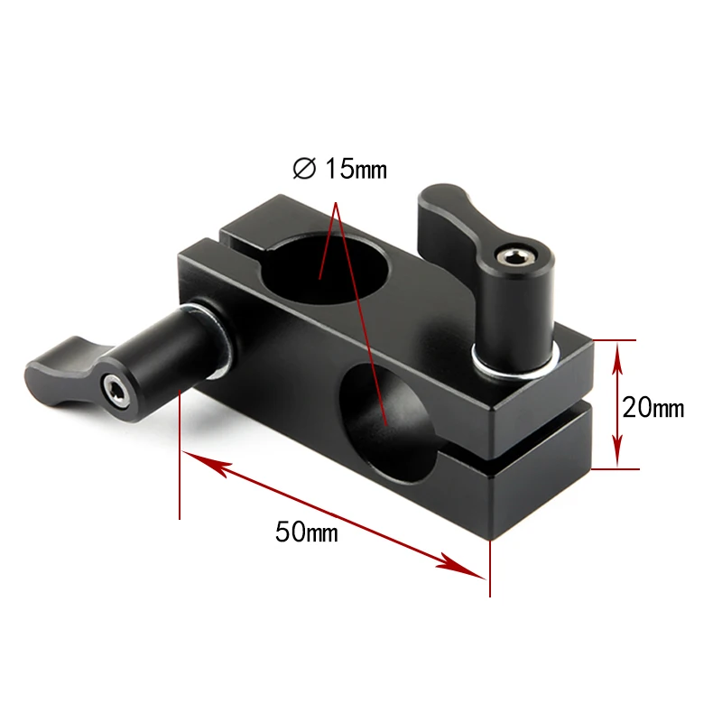 NICEYRIG 15mm Rod Clamp Double 15mm Rods Vertically Rail Clamp Connector DSLR Camera Rig Aluminum Alloy Black (2 Pieces a Pack)