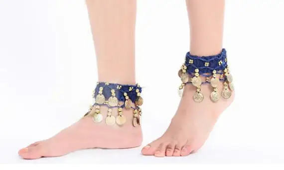 1 pair 2 pcs Women Belly Dance Ankle Cuff Wrist Bracelet Anklets Indian Gypsy Ankle Chain Belly Dancing Accessories