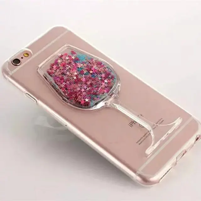 Чехол из мягкого ТПУ для iPhone 5, 6, 6S, 7 Plus, с изображением сердца, красного вина, звезд, динамических жидких зыбучих песков, задняя крышка