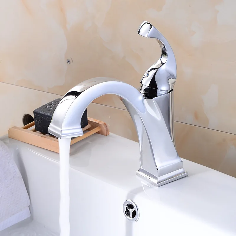 

Vidric chrome brass European-style deck mounted single handle single hole basin faucet hot cold mixer tap Bathroom faucet