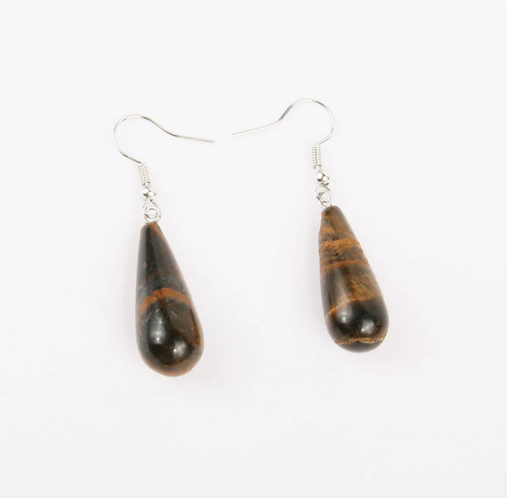 New hot wholesale jewelry ladies handmade natural stone drop-shaped earrings quartz tiger eye rose stone 20 color natural stone image 5