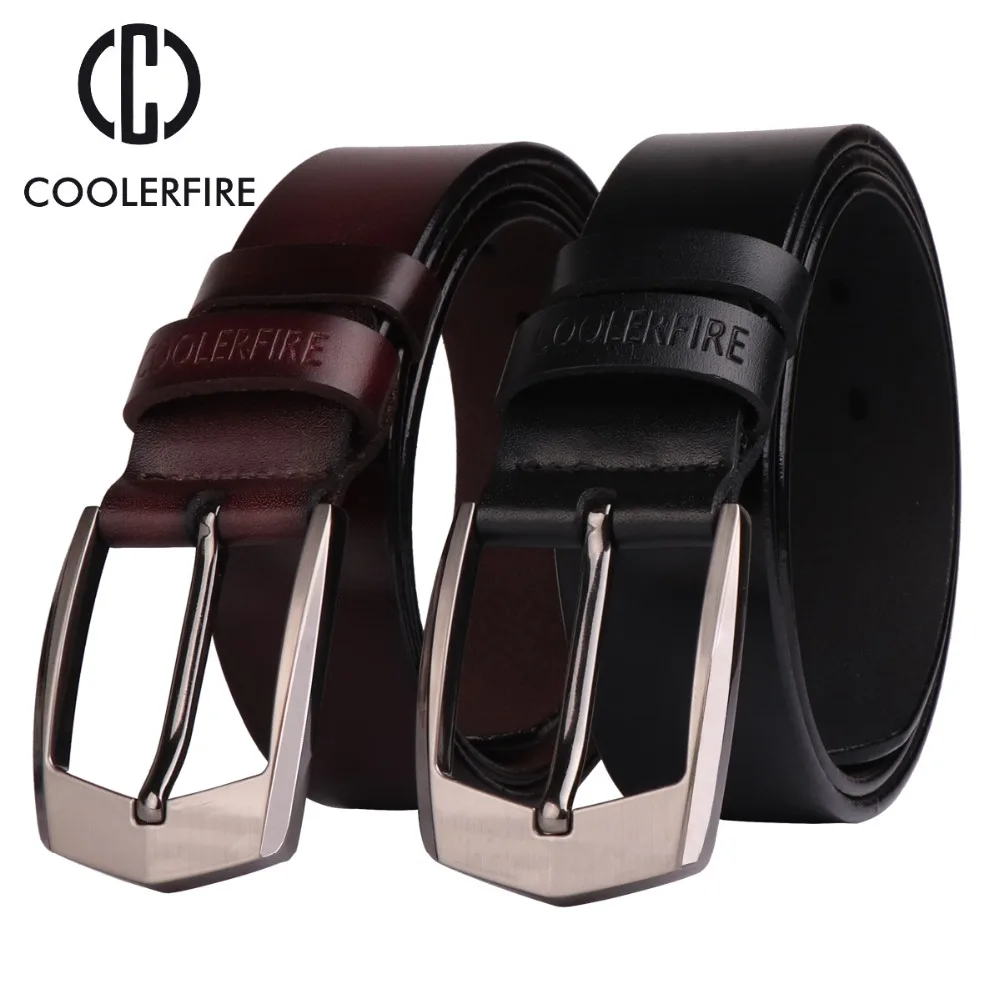 Coolerfire-Cinturón de cuero genuino de alta calidad para hombre, cinturones de diseñador de lujo, correa de piel de vaca, pantalones vaqueros, HQ043