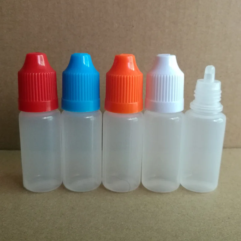 10000pcs 10ML PE Plastic Dropper Bottle With Childproof Cap& Short Coarse Tips For Nail Gel, Solvents, Paint, Eye Drops