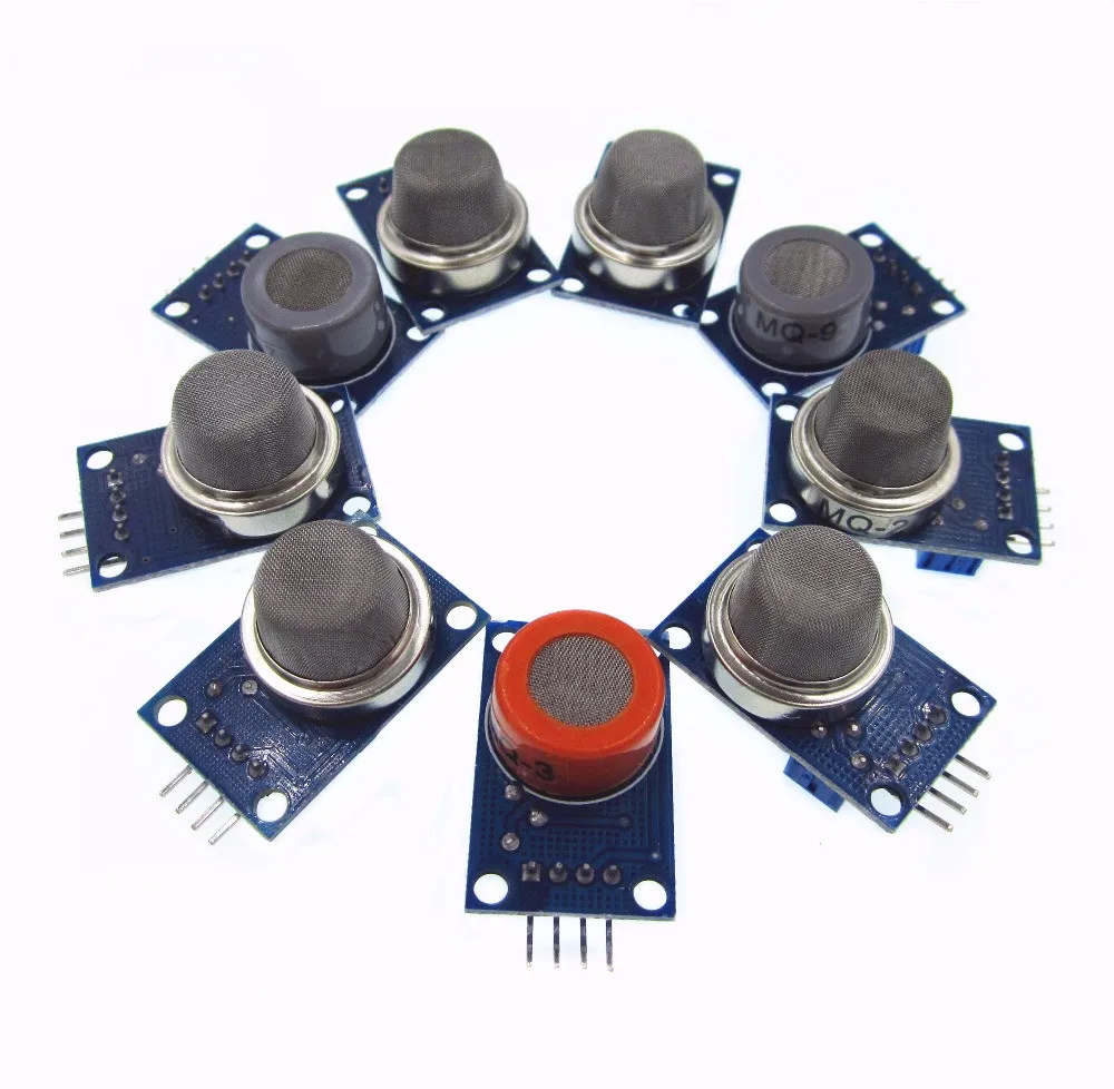 Gas detection module MQ-2 MQ-3 MQ-4 MQ-5 MQ-6 MQ-7 MQ-8 MQ-9 MQ-135 each of them 1pcs total 9pcs sensor for kit