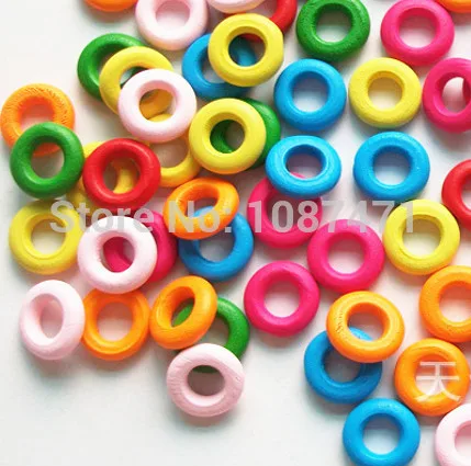 

set of 500pcs 15mm rainbow colorful circle wood beads with a hole for jewelry fitting diy accessories charm pendant