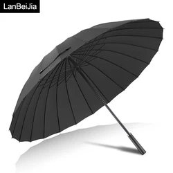 Large Women umbrella Rain Women 24K Windproof male Walking Stick Umbrellas Men Leather Golf Sun Paraguas Colorful Parasol Cane