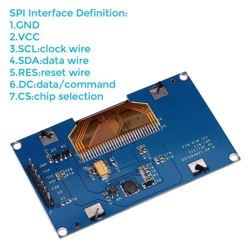 2.42 "12864 Lcd จอแสดงผล Oled โมดูลสีเหลืองสี SPI Serial สำหรับ STM32 CD51 SSD1309 Arduino DIY หน้าจอ Oled