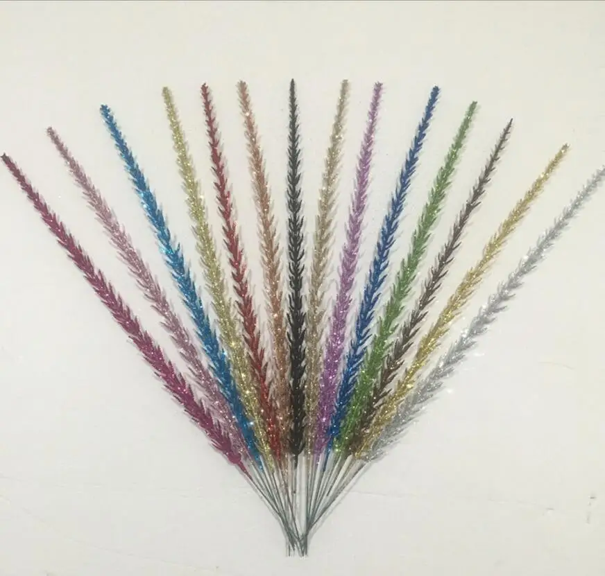 

20pcs Glitter Powder Wheat spike Leaf Branch For Flower Arrangement Accessories Christmas Party Home Wedding Garden Decoration