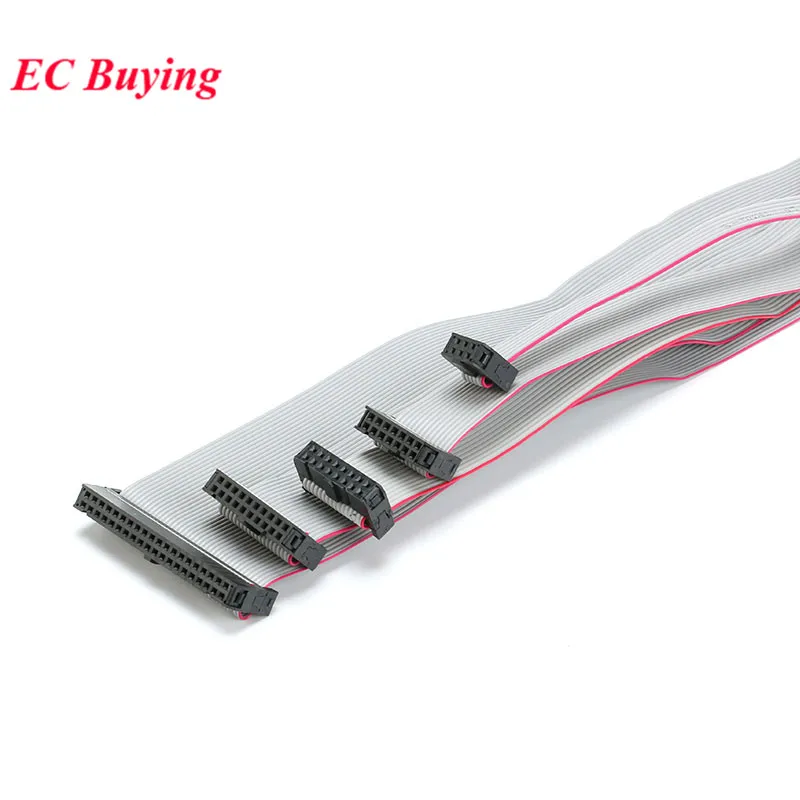 2.54MM Pitch 30CM JTAG ISP AVR Download Cable Wire 300mm FC-6/10/14/16/20/40P Pin 6P 10P Connector Gray Flat Ribbon Data Cable