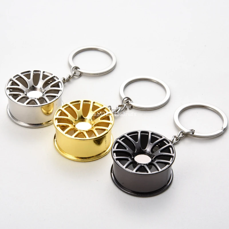 

200pcs Metal Wheel Rim Model Mini Tyre Car Keychain Keyring Creative Auto Part Model Party Favors Gifts