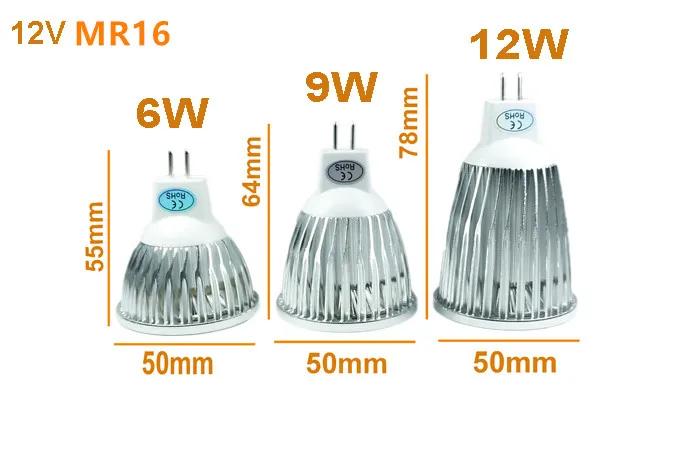 1pcs Super Bright MR16 GU5.3 COB 6W 9W 12W LED Bulb Lamp mr16  12V gu5.3 220v ,Warm White/Pure/Cold White led LIGHTING