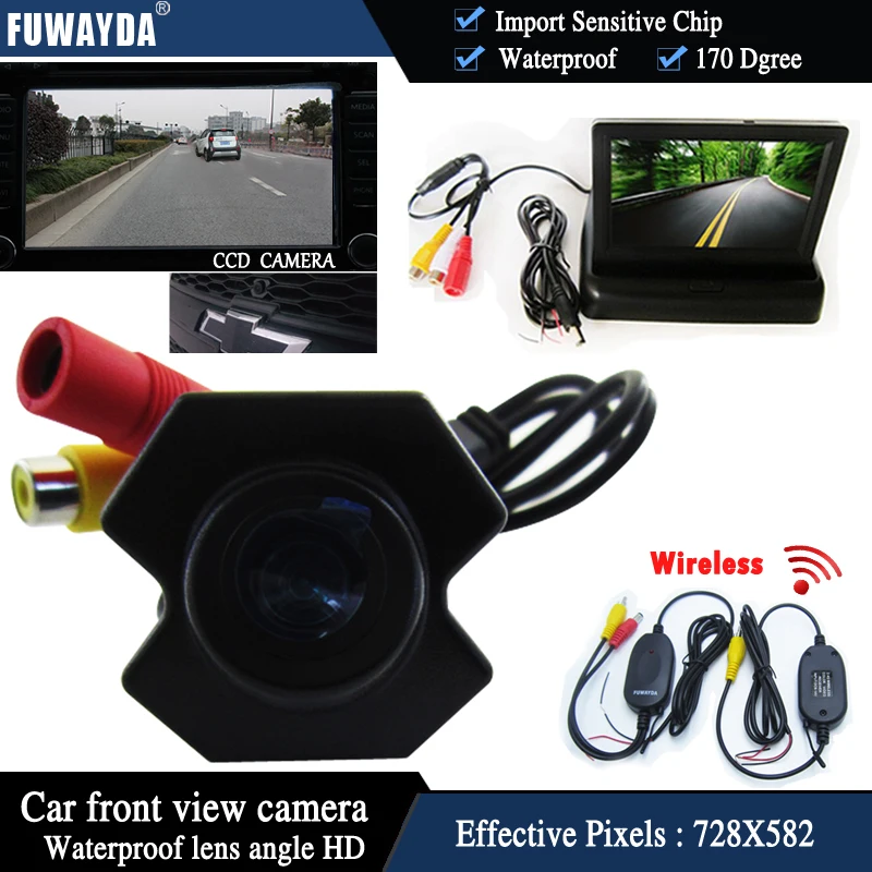 

FUWAYDA wireless Front Side HD CCD Front View car camera logo camera with front monitor for Chevrolet Cruze 2010-2013