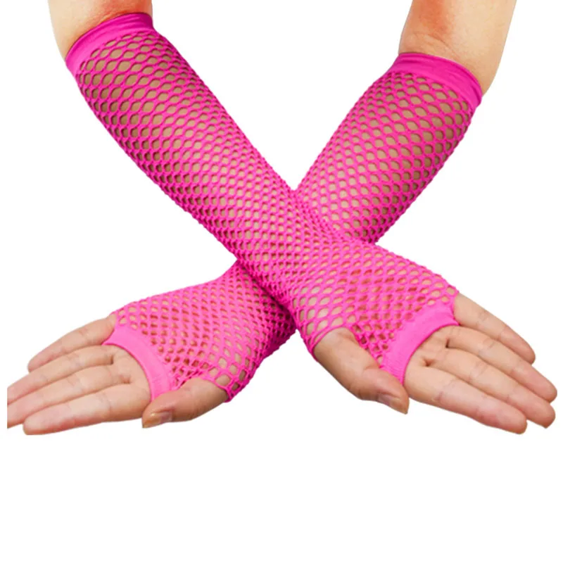 

Ensnovo Women's 80s Fingerless Fishnet Gloves Party Supply for Child Adults Wrist Elbow Glove