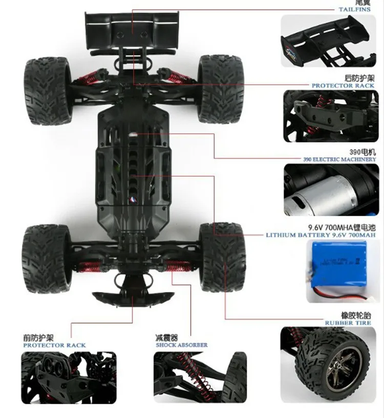 Big RC Car 9116 1/12 2WD Brushed High Speed RC Monster Truck RTR 2.4GHz Good Children\'s toy